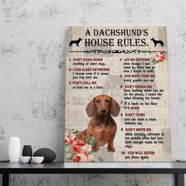 Gearhuman 3D A Dachshunds House Rules Canvas GK290121 Canvas