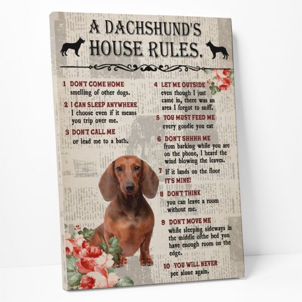 Gearhuman 3D A Dachshunds House Rules Canvas GK290121 Canvas