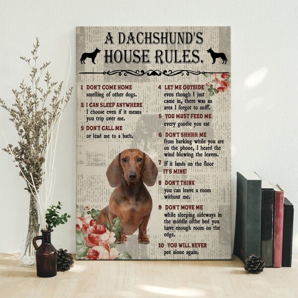 Gearhuman 3D A Dachshunds House Rules Canvas GK290121 Canvas
