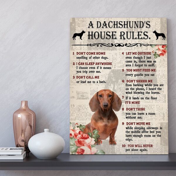 Gearhuman 3D A Dachshunds House Rules Canvas GK290121 Canvas