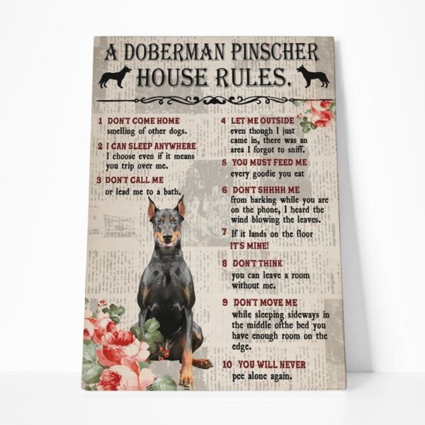 Gearhuman 3D A Doberman Pinscher House Rules Canvas GK040215 Canvas 1 Piece Non Frame M