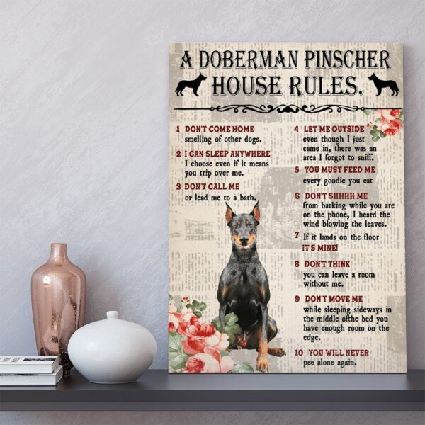 Gearhuman 3D A Doberman Pinscher House Rules Canvas GK040215 Canvas