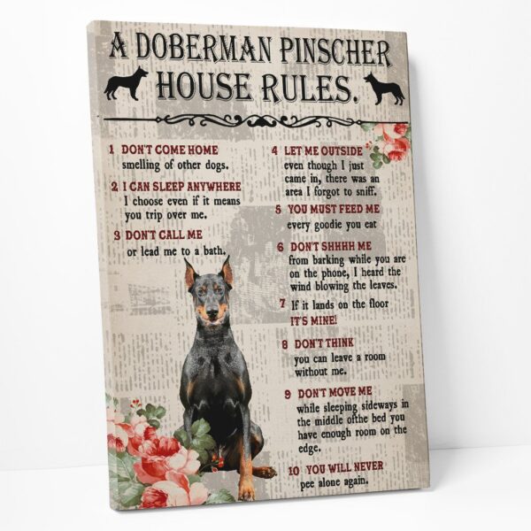 Gearhuman 3D A Doberman Pinscher House Rules Canvas GK040215 Canvas