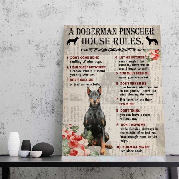Gearhuman 3D A Doberman Pinscher House Rules Canvas GK040215 Canvas