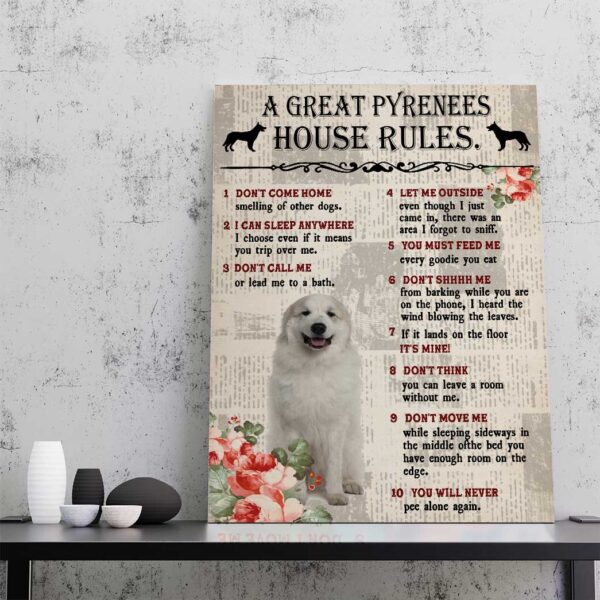 Gearhuman 3D A Great Pyrenees House Rules Canvas GK040229 Canvas