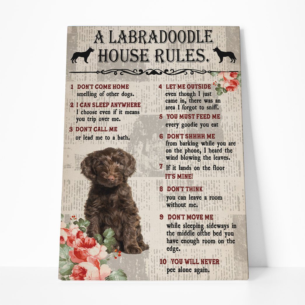 Gearhuman 3D A Labradoodle House Rules Canvas GK040232 Canvas 1 Piece Non Frame M