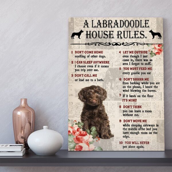 Gearhuman 3D A Labradoodle House Rules Canvas GK040232 Canvas
