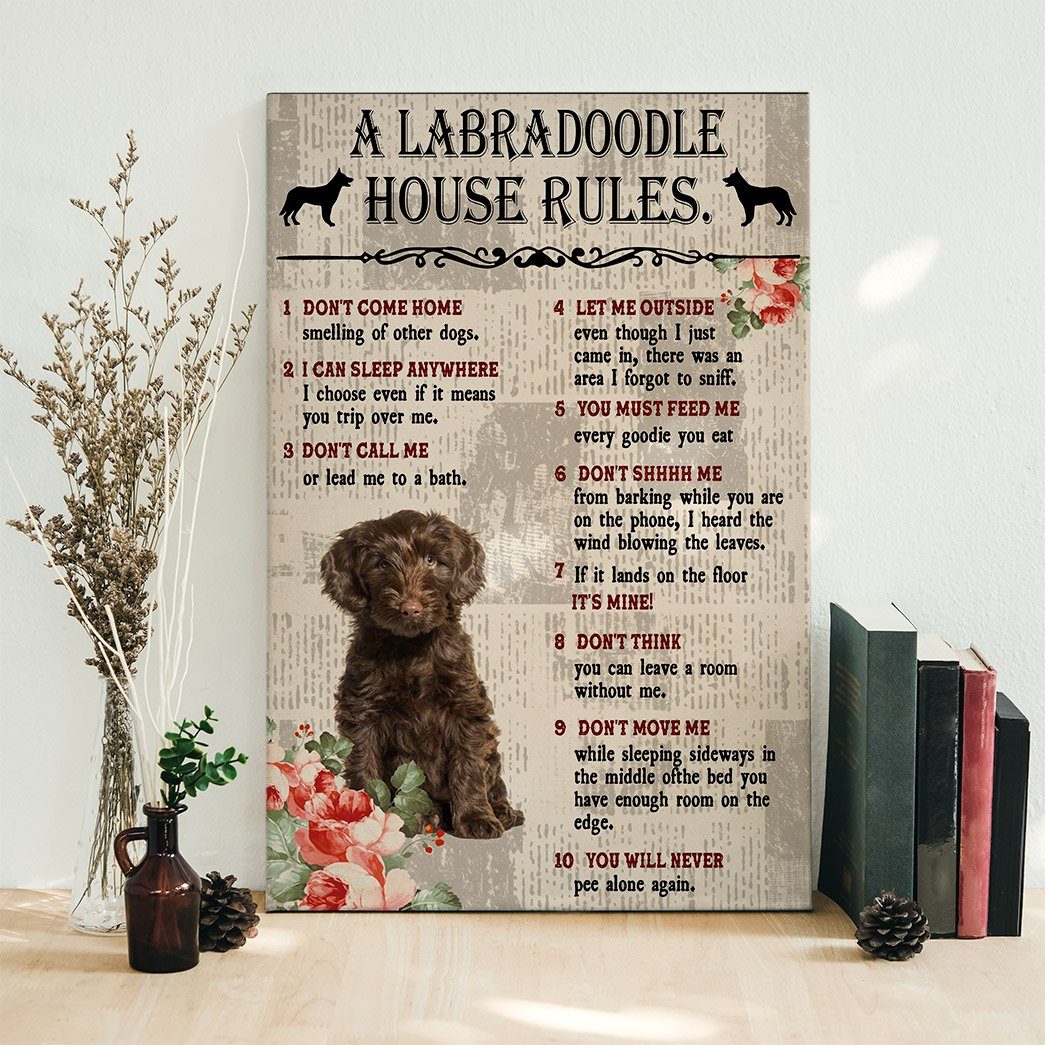 Gearhuman 3D A Labradoodle House Rules Canvas GK040232 Canvas