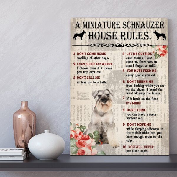 Gearhuman 3D A Miniature Schnauzer House Rules Canvas GK040239 Canvas