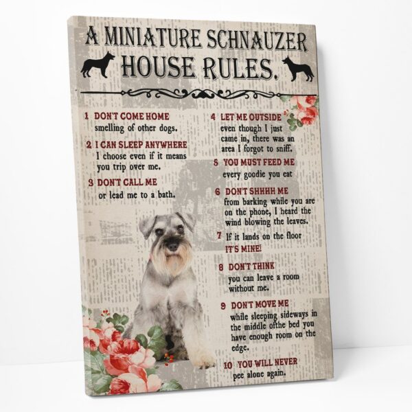 Gearhuman 3D A Miniature Schnauzer House Rules Canvas GK040239 Canvas