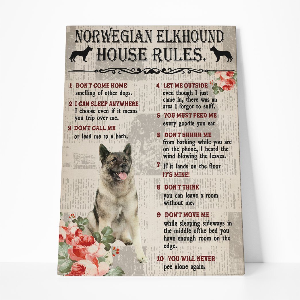 Gearhuman 3D A Norwegian Elkhound House Rules Canvas GK040243 Canvas 1 Piece Non Frame M