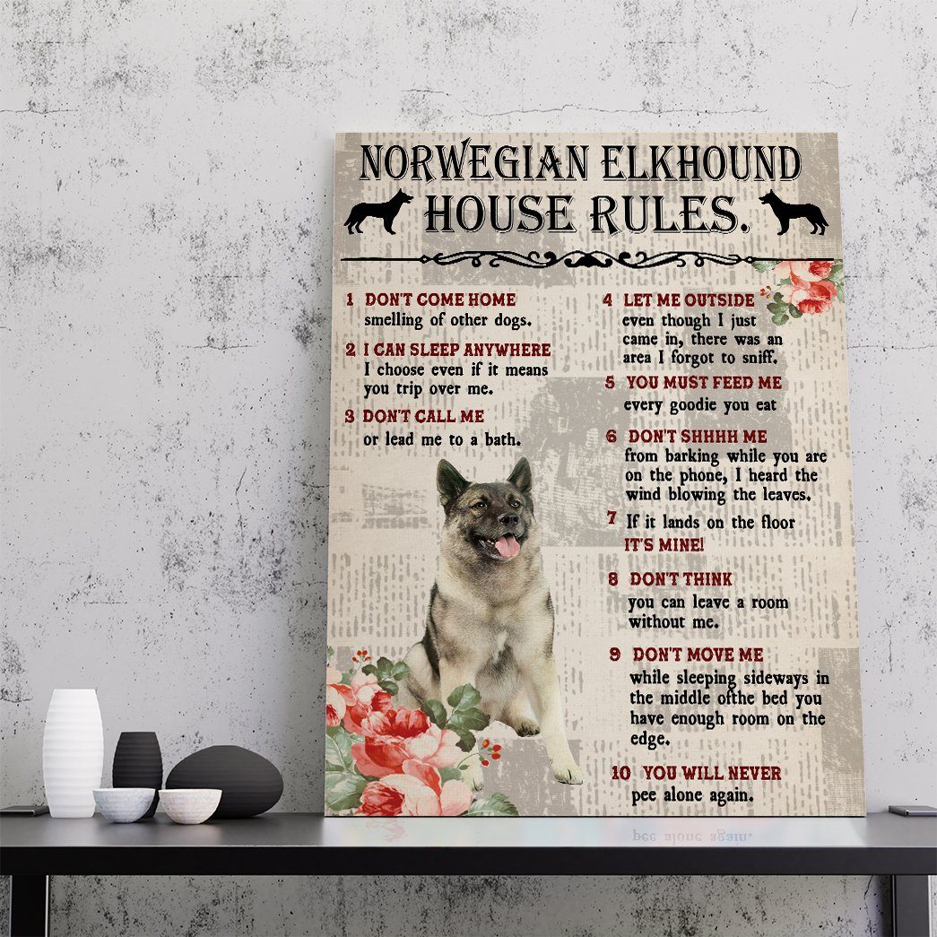Gearhuman 3D A Norwegian Elkhound House Rules Canvas GK040243 Canvas
