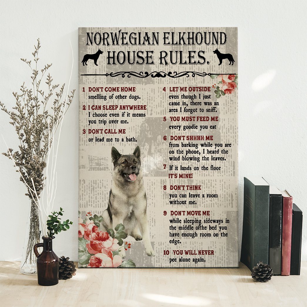 Gearhuman 3D A Norwegian Elkhound House Rules Canvas GK040243 Canvas