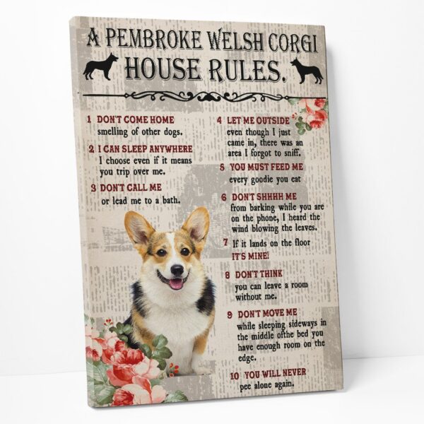 Gearhuman 3D A Pembroke Welsh Corgi House Rules Canvas GK04026 Canvas