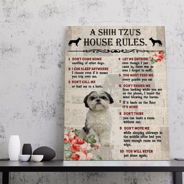 Gearhuman 3D A Shih Tzus House Rules Canvas GK290124 Canvas