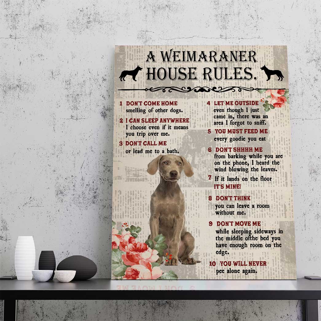 Gearhuman 3D A Weimaraner House Rules Canvas GK040242 Canvas