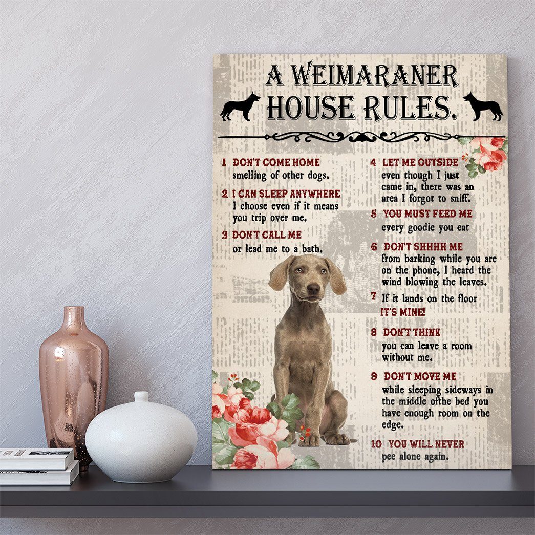 Gearhuman 3D A Weimaraner House Rules Canvas GK040242 Canvas