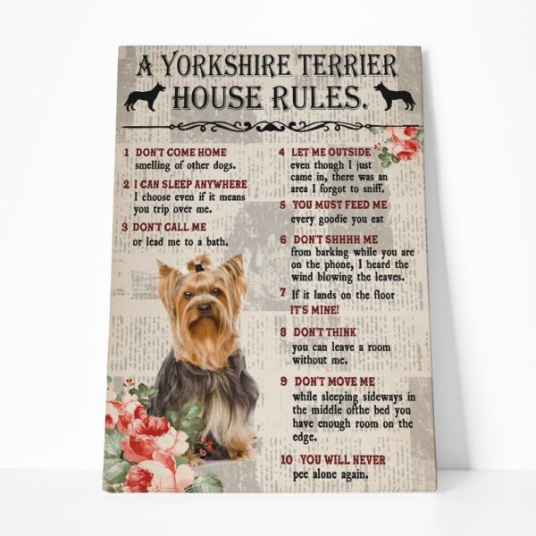 Gearhuman 3D A Yorkshire Terrier House Rules Canvas GK040252 Canvas 1 Piece Non Frame M
