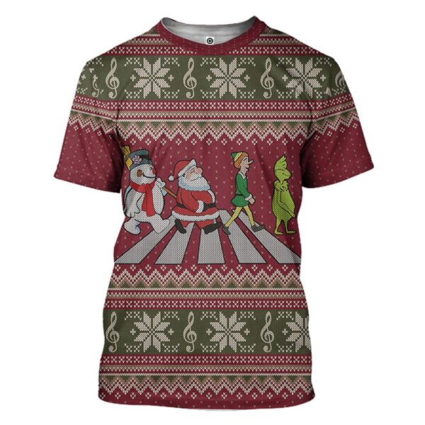 Gearhuman 3D Abbey Road Santa Claus Custom Tshirt Apparel GW13103 3D T-shirt T-Shirt S 