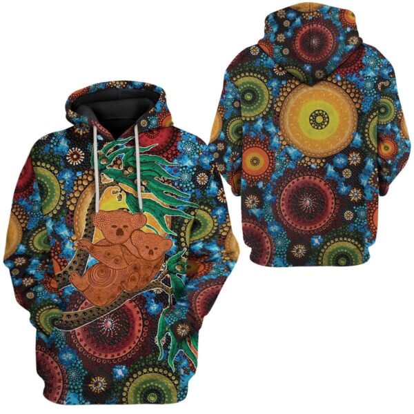 Gearhuman 3D Aboriginal Koala Custom T-Shirts Hoodie Apparel GT15024 3D Custom Fleece Hoodies 