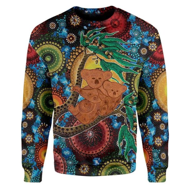 Gearhuman 3D Aboriginal Koala Custom T-Shirts Hoodie Apparel GT15024 3D Custom Fleece Hoodies Long Sleeve S