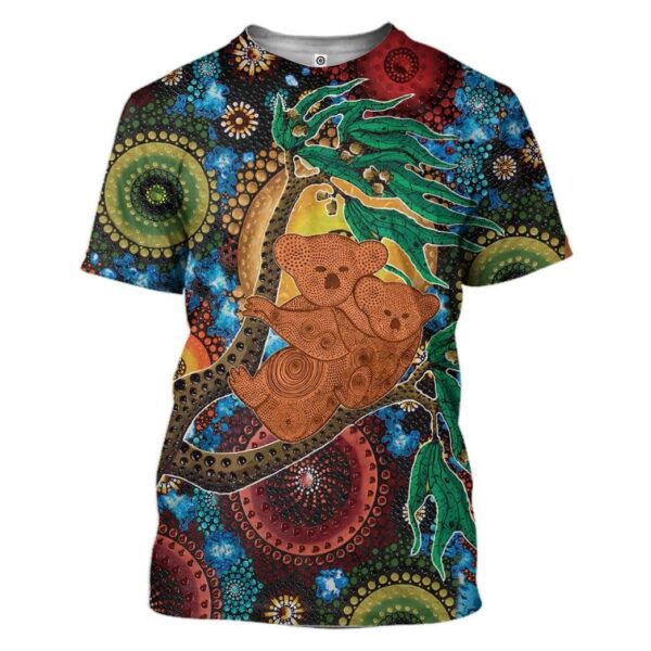Gearhuman 3D Aboriginal Koala Custom T-Shirts Hoodie Apparel GT15024 3D Custom Fleece Hoodies T-Shirt S 