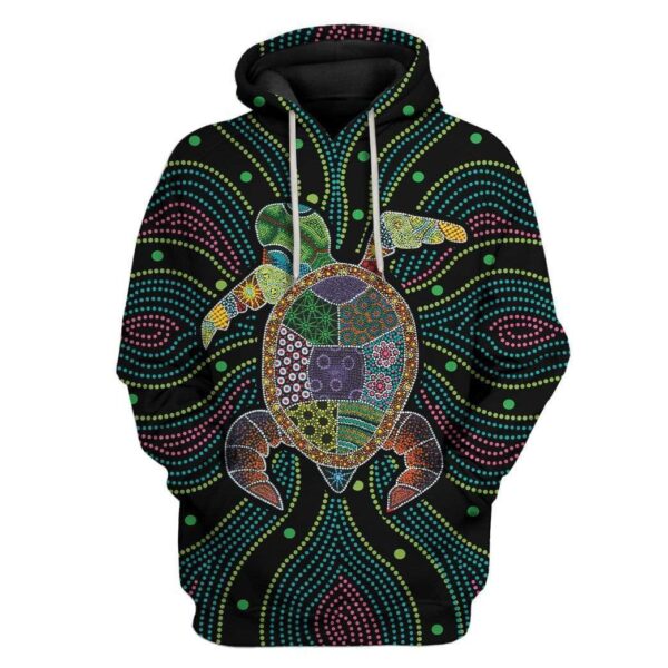 Gearhuman 3D Aboriginal Turtle Custom T-Shirts Hoodie Apparel AN-A15022 3D Custom Fleece Hoodies Hoodie S 