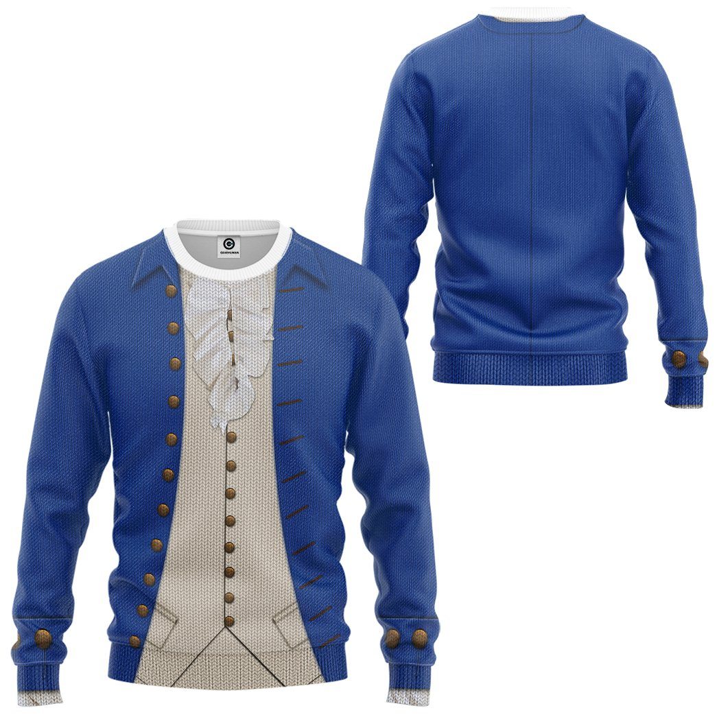 Gearhuman 3D Alexander Hamilton Blue Custom Ugly Sweatshirt GV13105 Sweatshirt