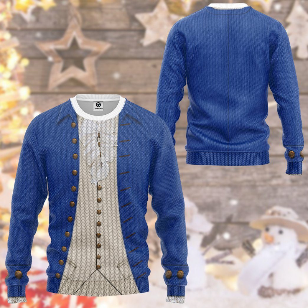 Gearhuman 3D Alexander Hamilton Blue Custom Ugly Sweatshirt GV13105 Sweatshirt