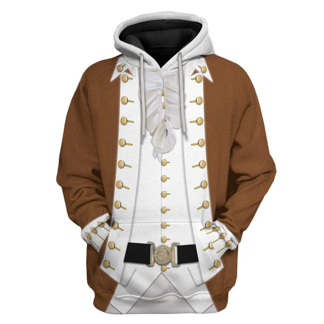 Gearhuman 3D Alexander Hamilton Custom Hoodie Apparel GV160730 3D Custom Fleece Hoodies Hoodie Brown S