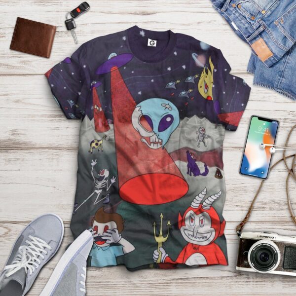 Gearhuman 3D Alien Skull Custom Tshirt Apparel GW12103 3D T-shirt 