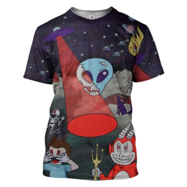 Gearhuman 3D Alien Skull Custom Tshirt Apparel GW12103 3D T-shirt T-Shirt S 