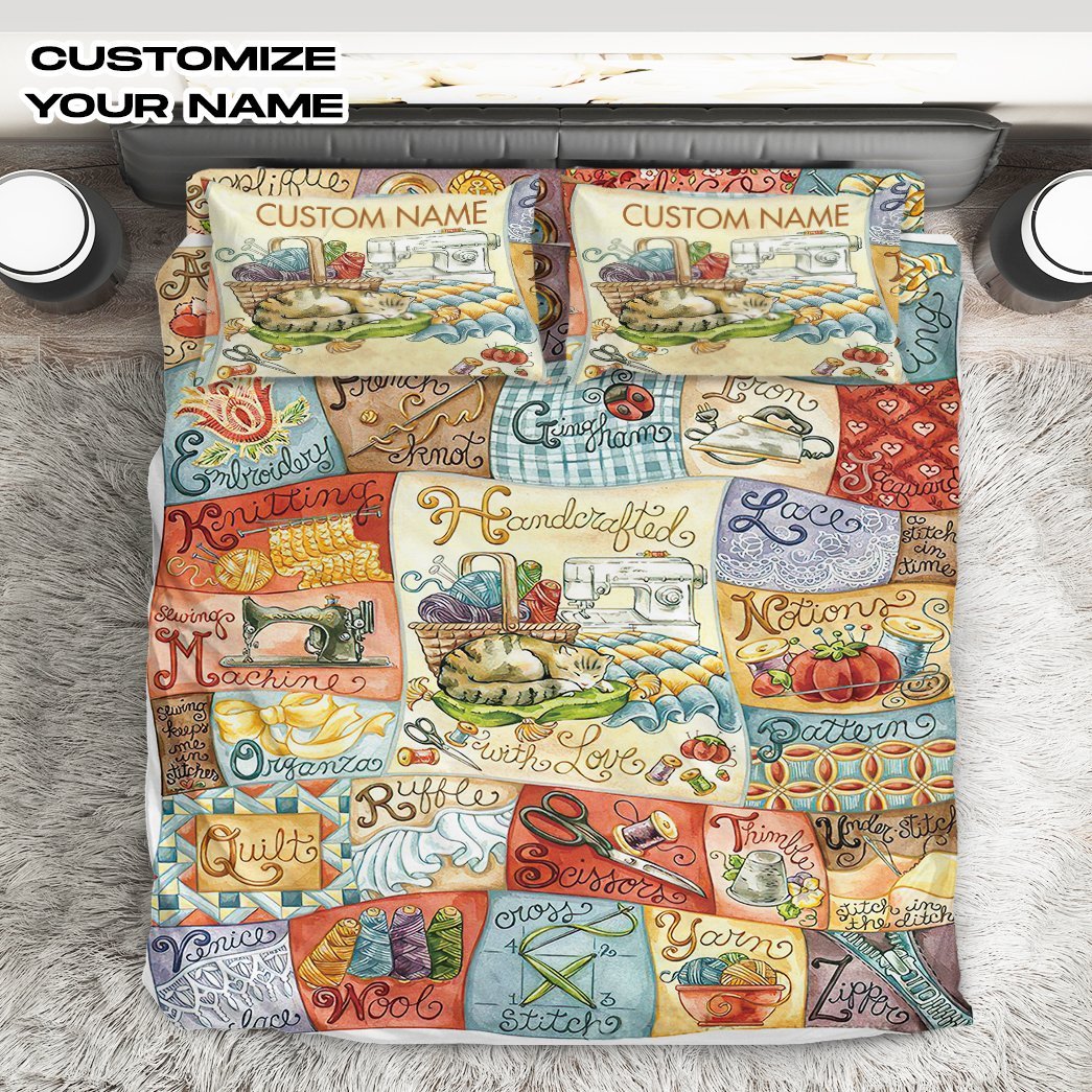 Gearhuman 3D Alphabet Sewing Custom Name Bedding Set GB07126 Bedding Set