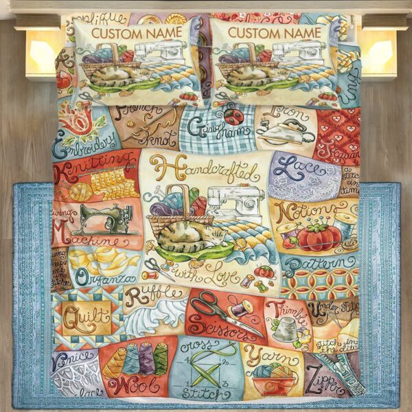 Gearhuman 3D Alphabet Sewing Custom Name Bedding Set GB07126 Bedding Set Twin 3PCS 