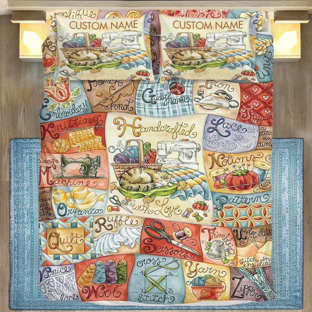 Gearhuman 3D Alphabet Sewing Custom Name Bedding Set GB07126 Bedding Set Twin 3PCS