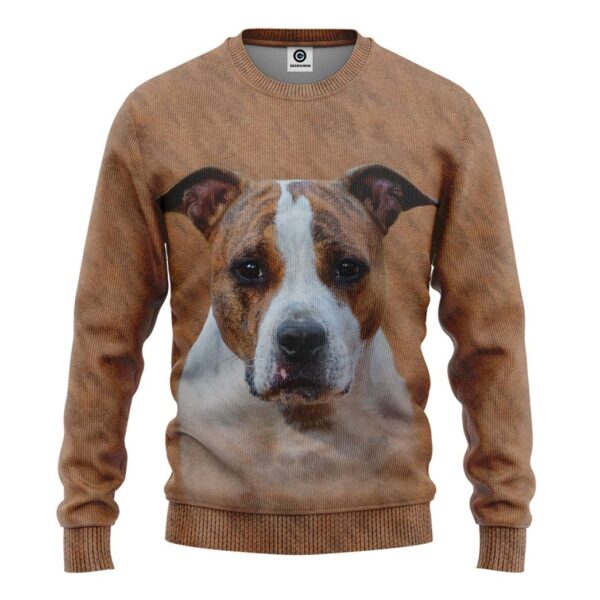 Gearhuman 3D American Staffordshire Terrier Dog Front And Back Tshirt Hoodie Apparel GV10031 3D Apparel Long Sleeve S