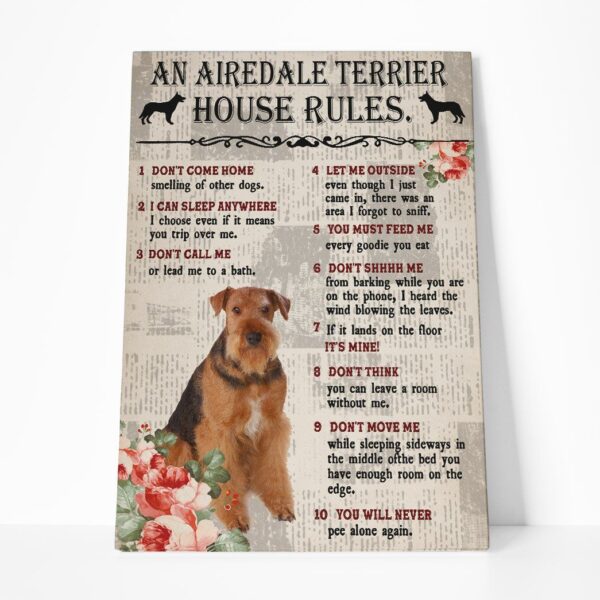 Gearhuman 3D An Airedale Terrier House Rules Canvas GK040211 Canvas 1 Piece Non Frame M