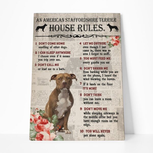 Gearhuman 3D An American Staffordshire Terrier House Rules Canvas GK040213 Canvas 1 Piece Non Frame M