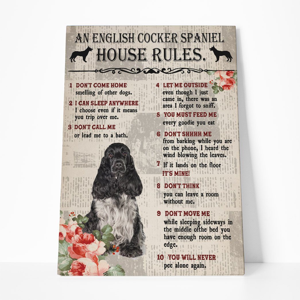 Gearhuman 3D An English Cocker Spaniel House Rules Canvas GK040249 Canvas 1 Piece Non Frame M