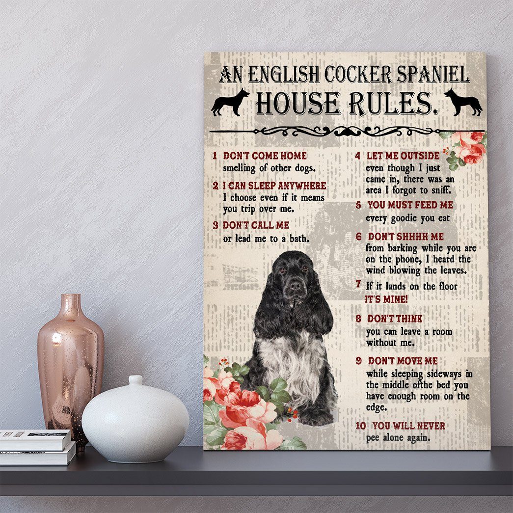 Gearhuman 3D An English Cocker Spaniel House Rules Canvas GK040249 Canvas