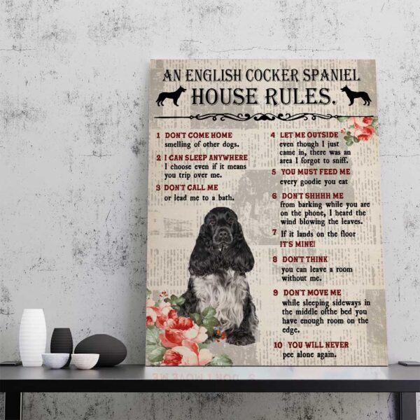 Gearhuman 3D An English Cocker Spaniel House Rules Canvas GK040249 Canvas