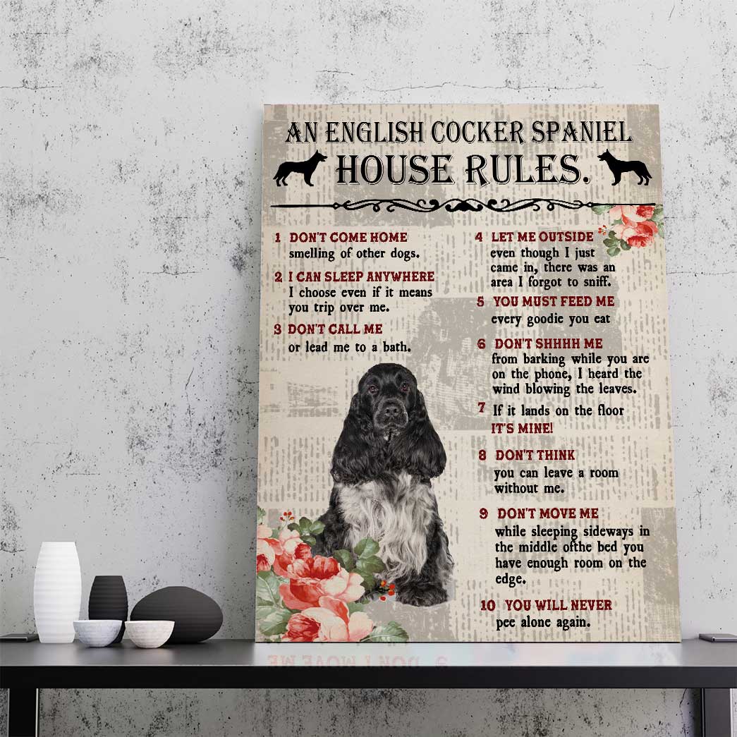 Gearhuman 3D An English Cocker Spaniel House Rules Canvas GK040249 Canvas