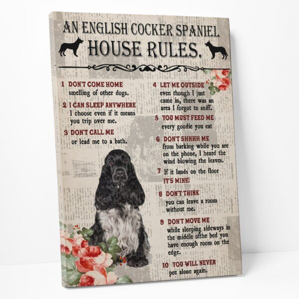 Gearhuman 3D An English Cocker Spaniel House Rules Canvas GK040249 Canvas