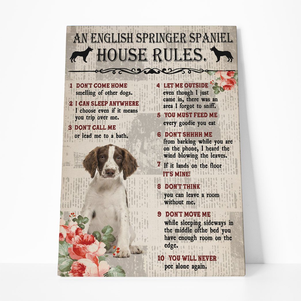Gearhuman 3D An English Springer Spaniel House Rules Canvas GK040236 Canvas 1 Piece Non Frame M