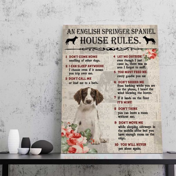 Gearhuman 3D An English Springer Spaniel House Rules Canvas GK040236 Canvas