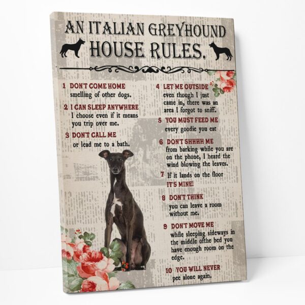 Gearhuman 3D An Italian Greyhound House Rules Canvas GK040245 Canvas