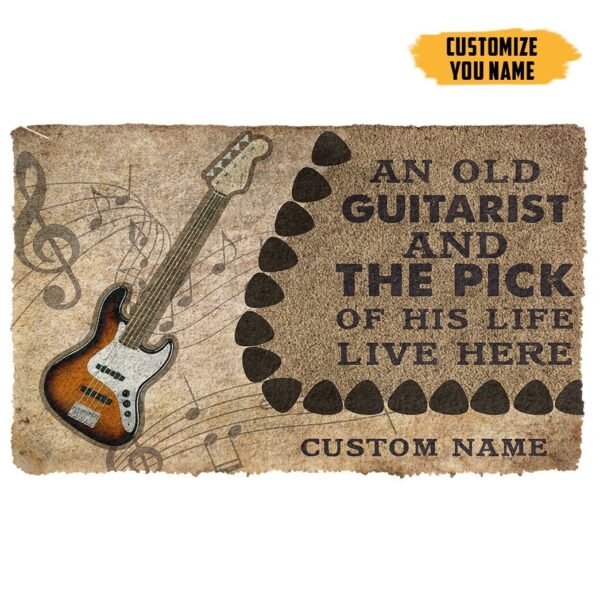 Gearhuman 3D An Old Bass Guitarist And The Pick Of His Life Custom Name Doormat GB21013 Doormat Doormat S(15,8''x23,6'') 
