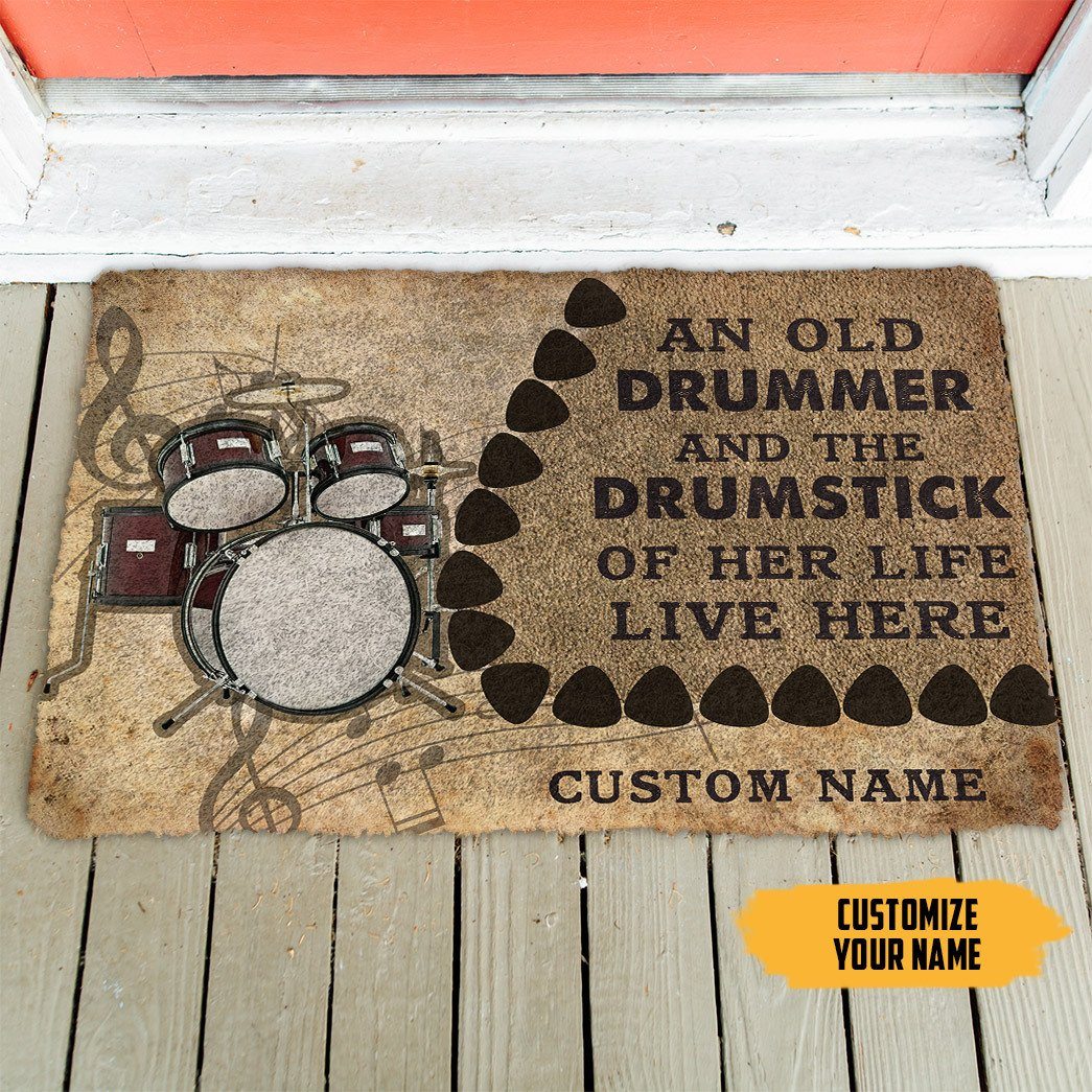 Gearhuman 3D An Old Drummer And The Drumstick Of His Life Custom Name Doormat GB21014 Doormat
