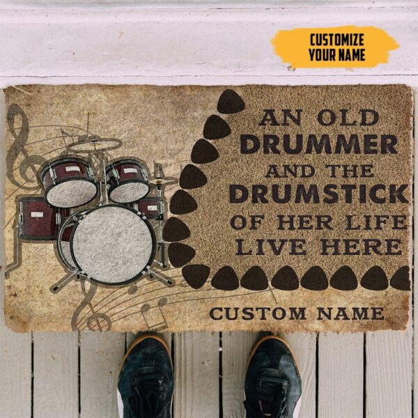 Gearhuman 3D An Old Drummer And The Drumstick Of His Life Custom Name Doormat GB21014 Doormat