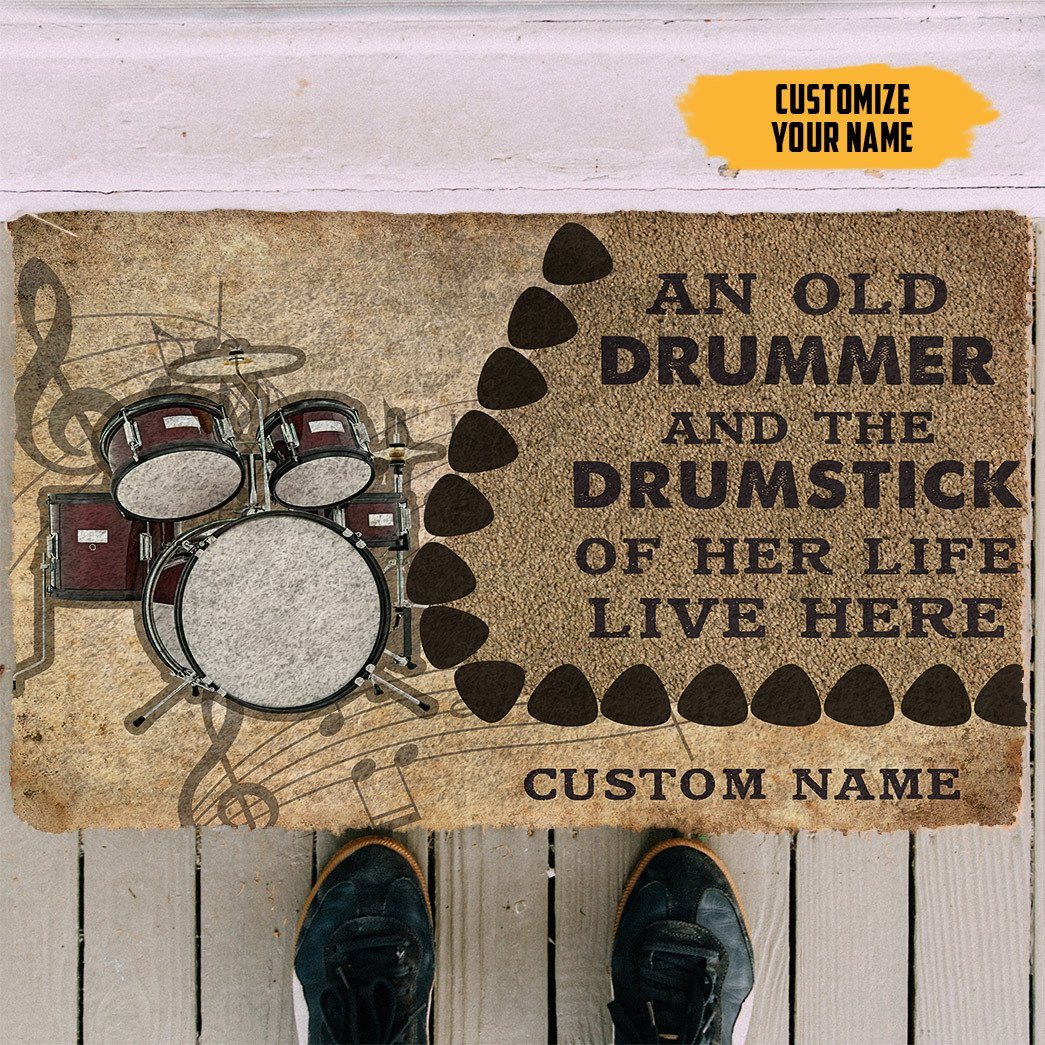 Gearhuman 3D An Old Drummer And The Drumstick Of His Life Custom Name Doormat GB21014 Doormat